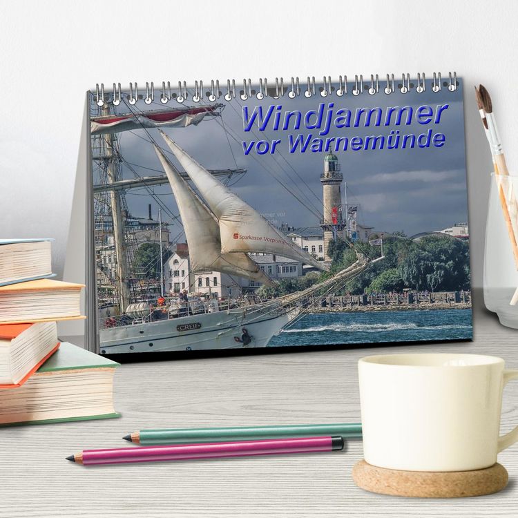 Produktbild: Windjammer vor Warnem&uuml;nde (Tischkalender 2026 DIN A5 quer), CALVENDO Monatskalender