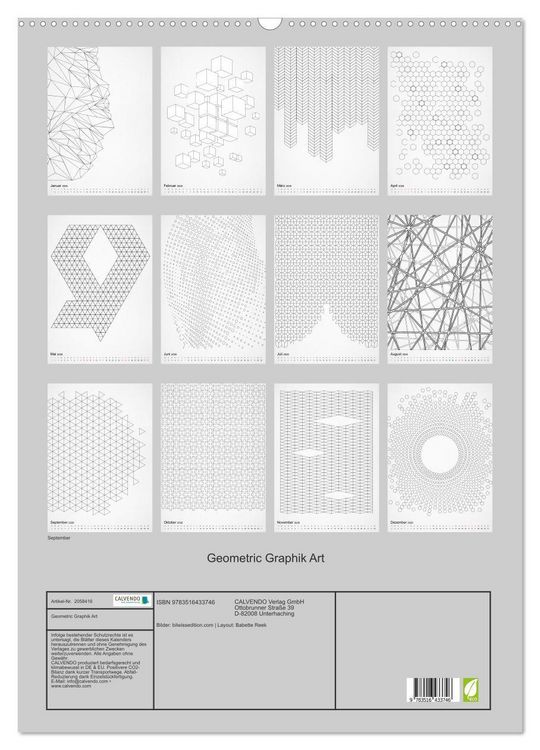 Produktbild: Geometric Graphik Art (Wandkalender 2026 DIN A2 hoch), CALVENDO Monatskalender