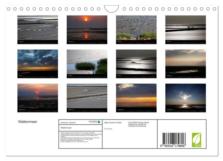 Produktbild: Wattenmeer (Wandkalender 2026 DIN A4 quer), CALVENDO Monatskalender