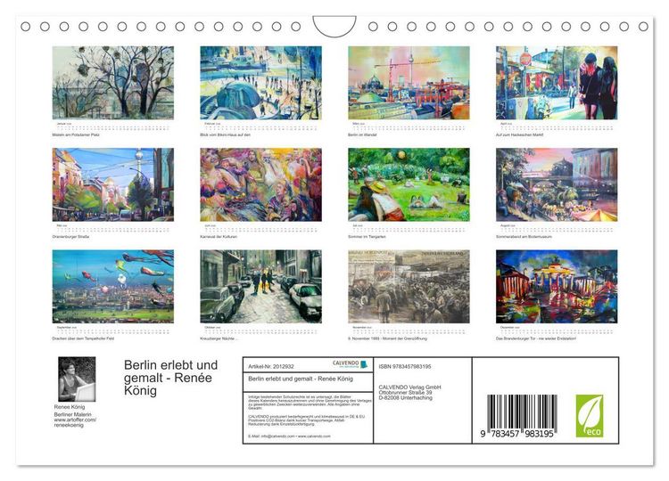 Produktbild: Berlin erlebt und gemalt - Ren&eacute;e K&ouml;nig (Wandkalender 2026 DIN A4 quer), CALVENDO Monatskalender