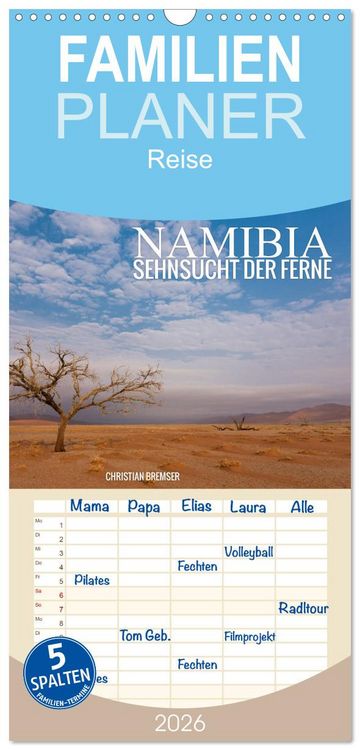Produktbild: Familienplaner 2026 - Namibia - Sehnsucht der Ferne mit 5 Spalten (Wandkalender, 21 x 45 cm) CALVENDO