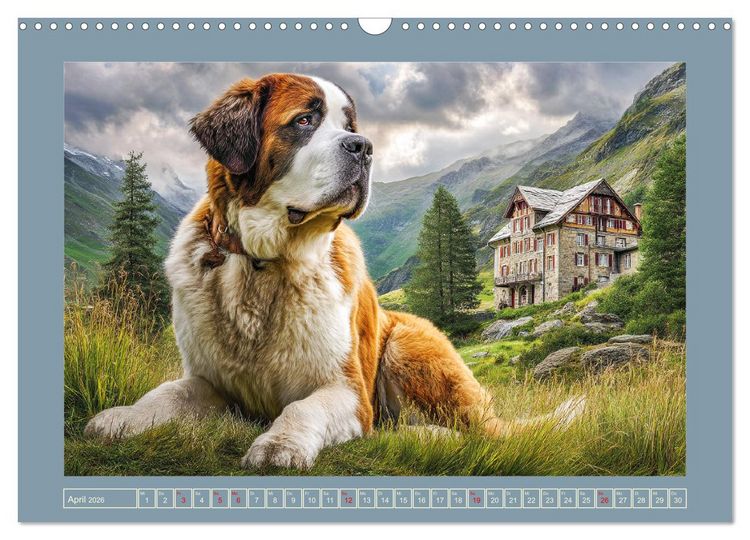 Produktbild: K&ouml;nigliche Bernhardiner. Die sanften Riesen der Alpen (Wandkalender 2026 DIN A3 quer), CALVENDO Monatskalender