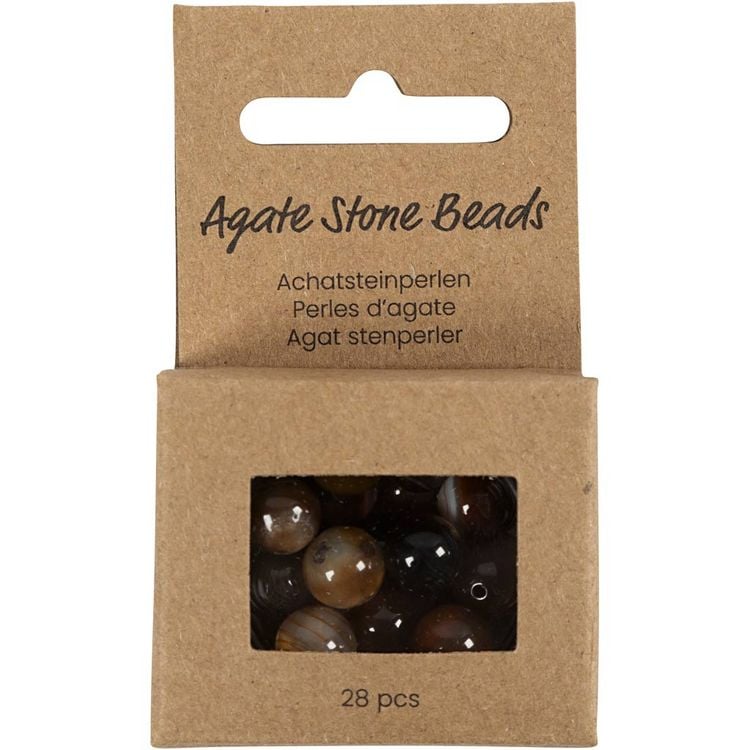 Produktbild: Creativ Company Achat Steinperlen, Gr&ouml;&szlig;e 1x10, 12x8, 15x6 mm, Lochgr&ouml;&szlig;e 0,9-1 mm, Dunkelbraun, 28 Stk