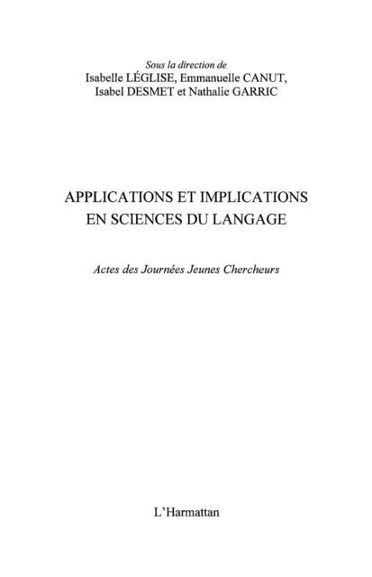 Produktbild: Applications implications sciences du la