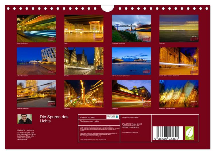Produktbild: Die Spuren des Lichts (Wandkalender 2026 DIN A4 quer), CALVENDO Monatskalender