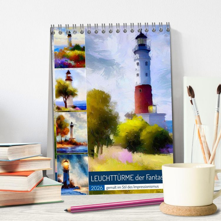 Produktbild: Leuchtt&uuml;rme der Fantasie (Tischkalender 2026 DIN A5 hoch), CALVENDO Monatskalender
