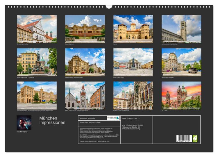 Produktbild: M&uuml;nchen Impressionen (Wandkalender 2026 DIN A2 quer), CALVENDO Monatskalender