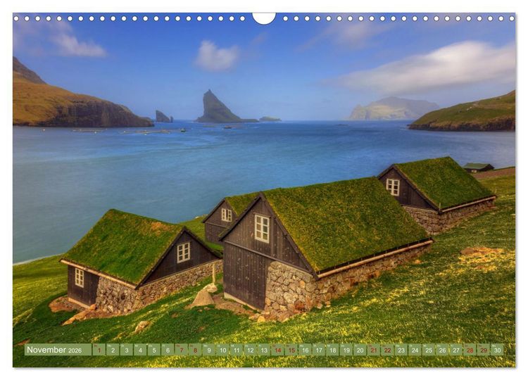 Produktbild: F&auml;r&ouml;er Inseln - Wo Schafe tanzen und die Natur im Winde fliegt (Wandkalender 2026 DIN A3 quer), CALVENDO Monatskalender