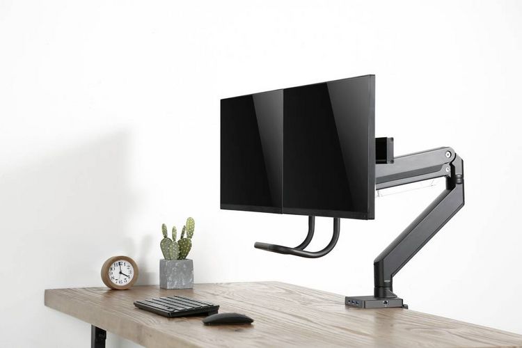 Produktbild: SpeaKa Professional Monitor-Tischhalterung SP-MM-820 2 Display(s) 43,2 cm (17") - 81,3 cm (32") Matt Schwarz Schwenkbar, Neigbar