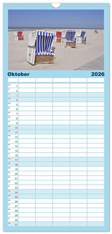 Produktbild: Familienplaner 2026 - Ostfriesische Inseln mit 5 Spalten (Wandkalender, 21 x 45 cm) CALVENDO