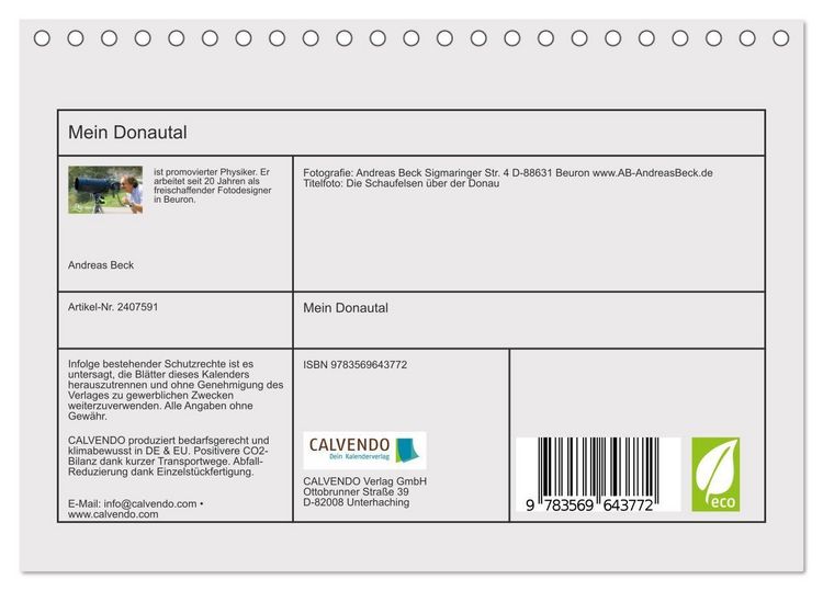 Produktbild: Mein Donautal (Tischkalender 2027 DIN A5 quer), CALVENDO Monatskalender