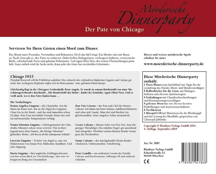 Blaubart BLA00007 - Mörderische Dinnerparty: Der Pate von Chicago