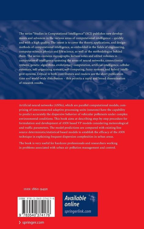 Produktbild: Artificial Neural Networks in Vehicular Pollution Modelling