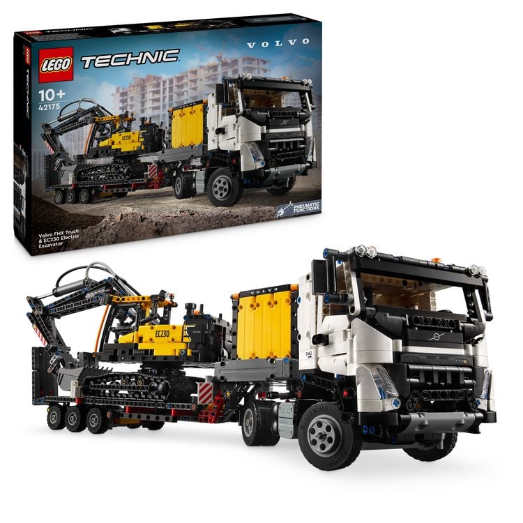 Produktbild: LEGO Technic Volvo FMX LKW mit EC230 Electric Raupenbagger, Bauset 42175