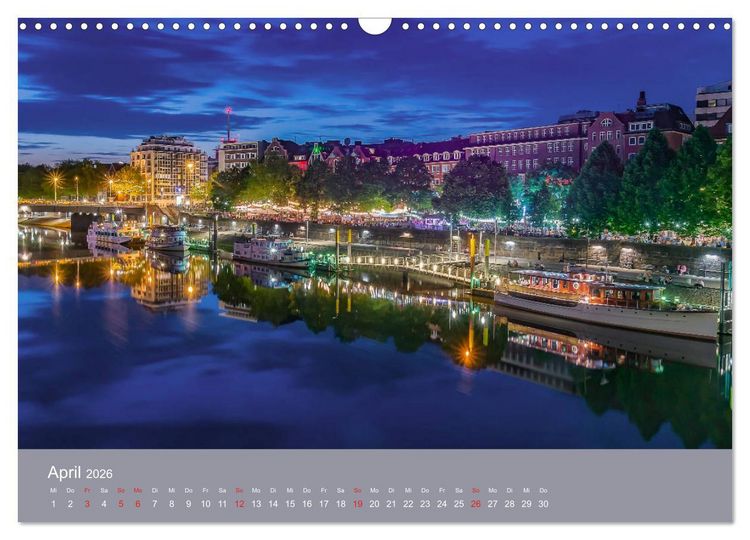 Produktbild: Nachts in Bremen (Wandkalender 2026 DIN A3 quer), CALVENDO Monatskalender