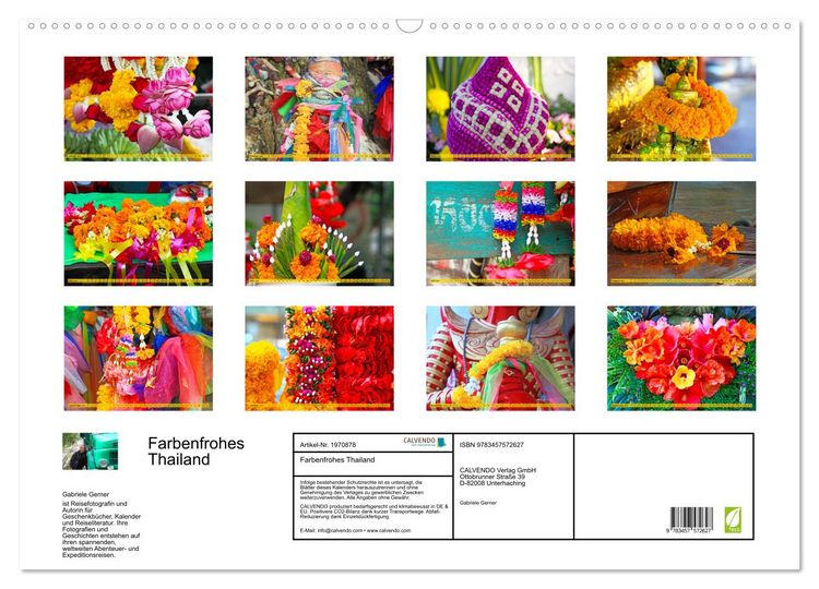 Produktbild: Farbenfrohes Thailand (Wandkalender 2026 DIN A2 quer), CALVENDO Monatskalender