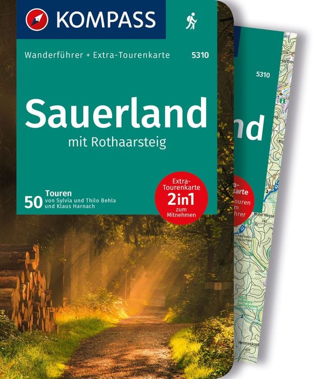 Produktbild: KOMPASS Wanderführer Sauerland mit Rothaarsteig, 50 Touren mit Extra-Tourenkarte