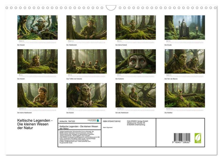Produktbild: Keltische Legenden - Die kleinen Wesen der Natur (Wandkalender 2026 DIN A3 quer), CALVENDO Monatskalender