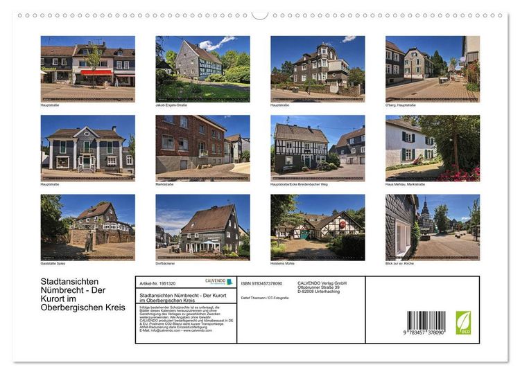 Produktbild: Stadtansichten N&uuml;mbrecht - Der Kurort im Oberbergischen Kreis (hochwertiger Premium Wandkalender 2026 DIN A2 quer), Kunstdruck in Hochglanz