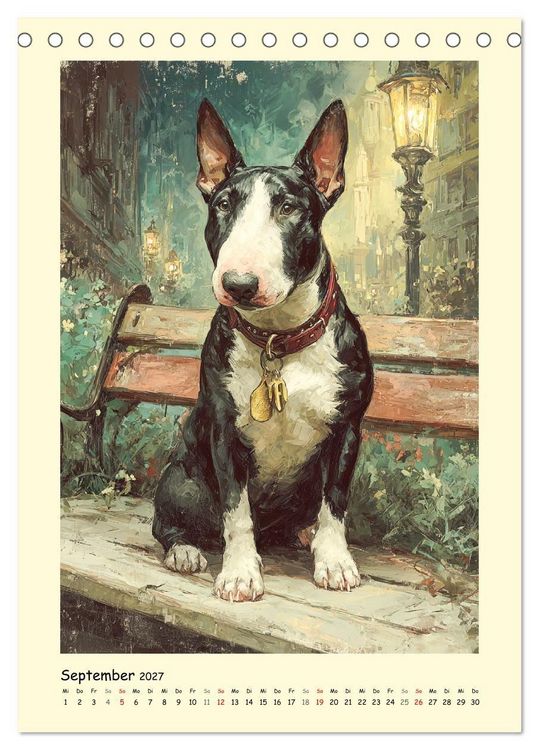 Produktbild: Gentlemen auf Pfoten. Der Bullterrier im k&uuml;nstlerischen Vintage-Stil (Tischkalender 2027 DIN A5 hoch), CALVENDO Monatskalender