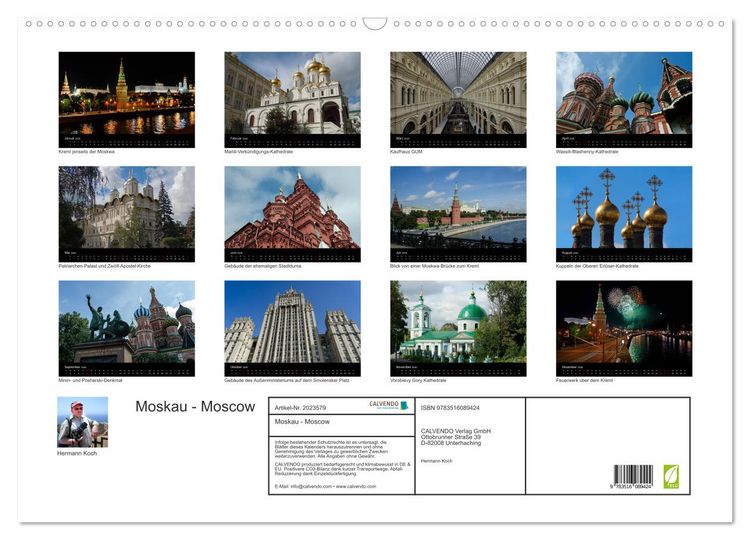 Produktbild: Moskau - Moscow (Wandkalender 2026 DIN A2 quer), CALVENDO Monatskalender