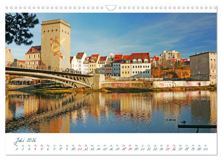 Produktbild: G&ouml;rlitz /Zgorzelec &ndash; &Uuml;ber die Nei&szlig;e nach Polen und zur&uuml;ck (Wandkalender 2026 DIN A3 quer), CALVENDO Monatskalender