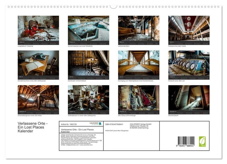 Produktbild: Verlassene Orte - Ein Lost Places Kalender (hochwertiger Premium Wandkalender 2026 DIN A2 quer), Kunstdruck in Hochglanz
