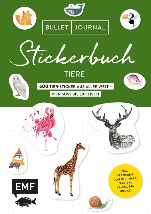 Produktbild: Bullet Journal Stickerbuch – Tiere: 600 Tiere aus aller Welt – von süß bis exotisch