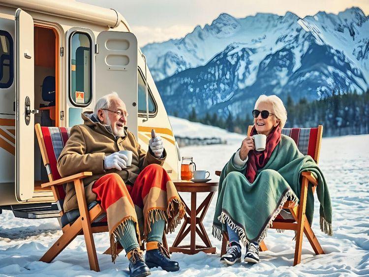 Produktbild: CALVENDO Puzzle Wintercamping mit Humor | 1000 Teile Lege-Gr&ouml;&szlig;e 64x48cm Foto-Puzzle f&uuml;r gl&uuml;ckliche Stunden