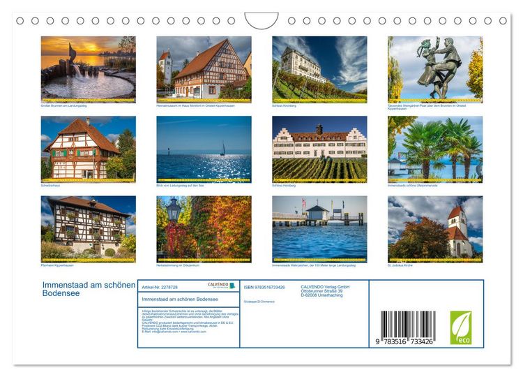 Produktbild: Immenstaad am sch&ouml;nen Bodensee (Wandkalender 2026 DIN A4 quer), CALVENDO Monatskalender