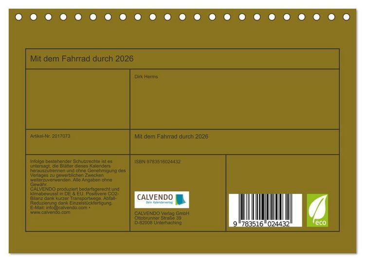 Produktbild: Mit dem Fahrrad durch 2026 (Tischkalender 2026 DIN A5 quer), CALVENDO Monatskalender