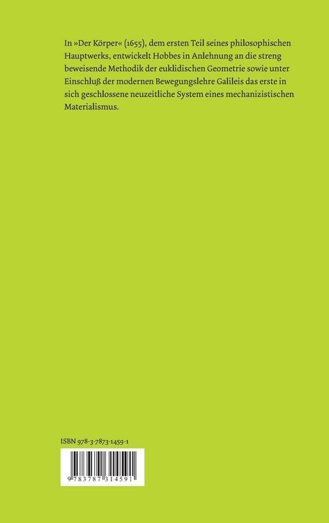 Produktbild: Elemente der Philosophie. Erste Abteilung: Der K&ouml;rper