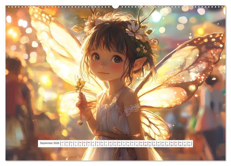 Produktbild: Magische Elfen - S&uuml;&szlig;e Elfen im Manga-Stil f&uuml;r ein zauberhaftes Jahr (hochwertiger Premium Wandkalender 2026 DIN A2 quer), Kunstdruck in Hochglanz