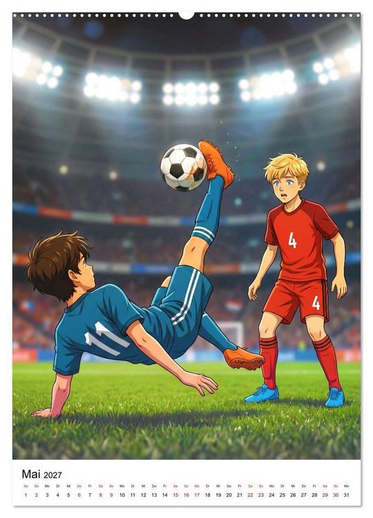 Produktbild: Level Up &ndash; Fu&szlig;ballhelden (hochwertiger Premium Wandkalender 2027 DIN A2 hoch), Kunstdruck in Hochglanz