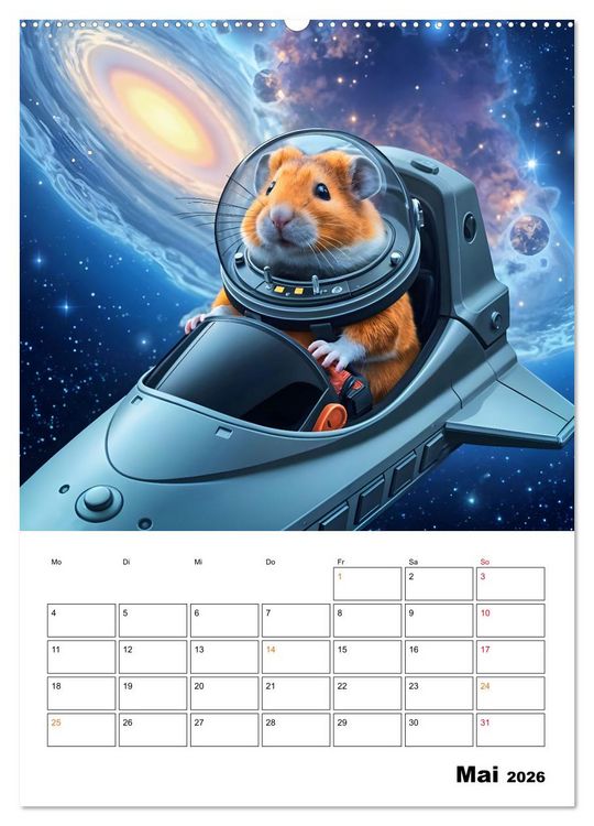 Produktbild: Space Hamster - Mit KI Hamster Astronauten im Weltall (Wandkalender 2026 DIN A2 hoch), CALVENDO Monatskalender