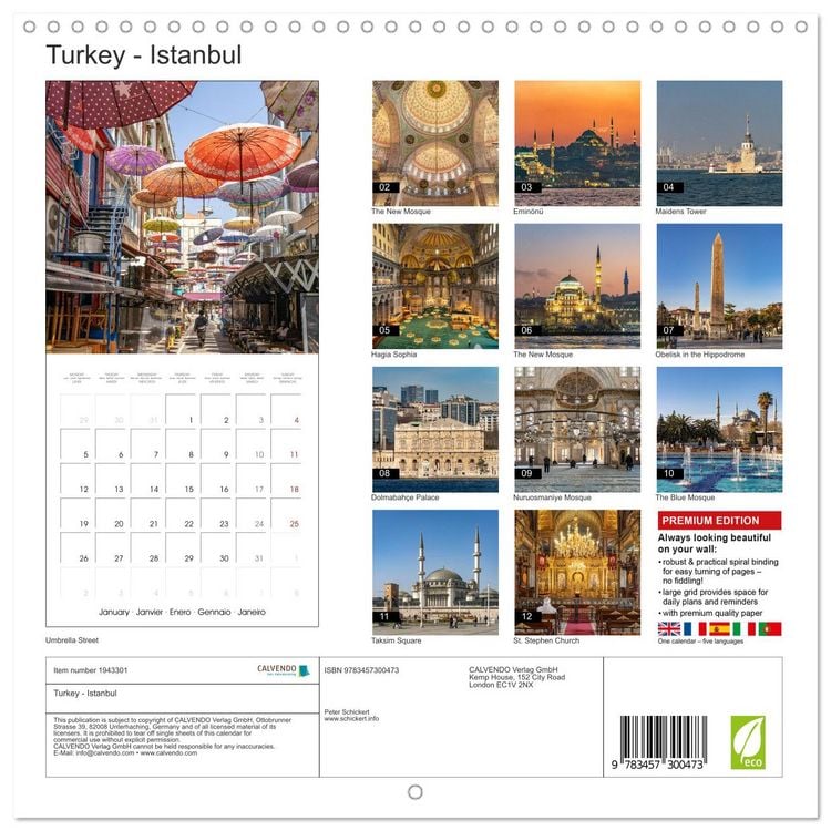 Produktbild: Turkey - Istanbul (Wall Calendar 2026 12 &times; 12 Inch) CALVENDO 12 Month Wall Calendar