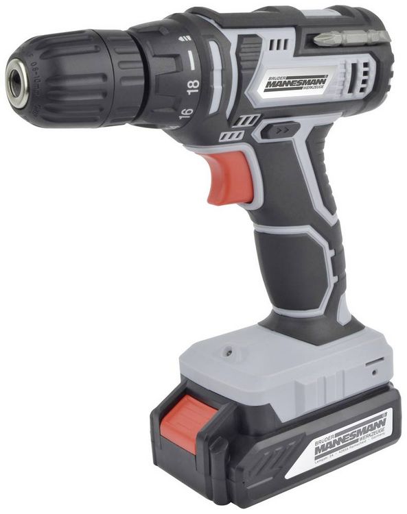 Produktbild: Br&uuml;der Mannesmann M17680 Akku-Bohrschrauber 20V 1.3Ah Li-Ion inkl. Akku, inkl. Koffer