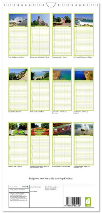 Produktbild: Familienplaner 2026 - Bulgarien, von Varna bis zum Kap Kaliakra mit 5 Spalten (Wandkalender, 21 x 45 cm) CALVENDO