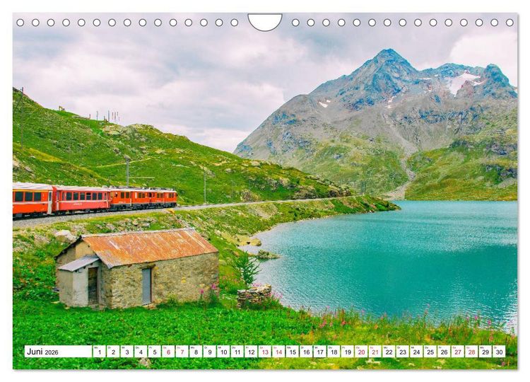 Produktbild: Rh&auml;tische Bahn - Fahrt durch die B&uuml;ndner Alpen (Wandkalender 2026 DIN A4 quer), CALVENDO Monatskalender
