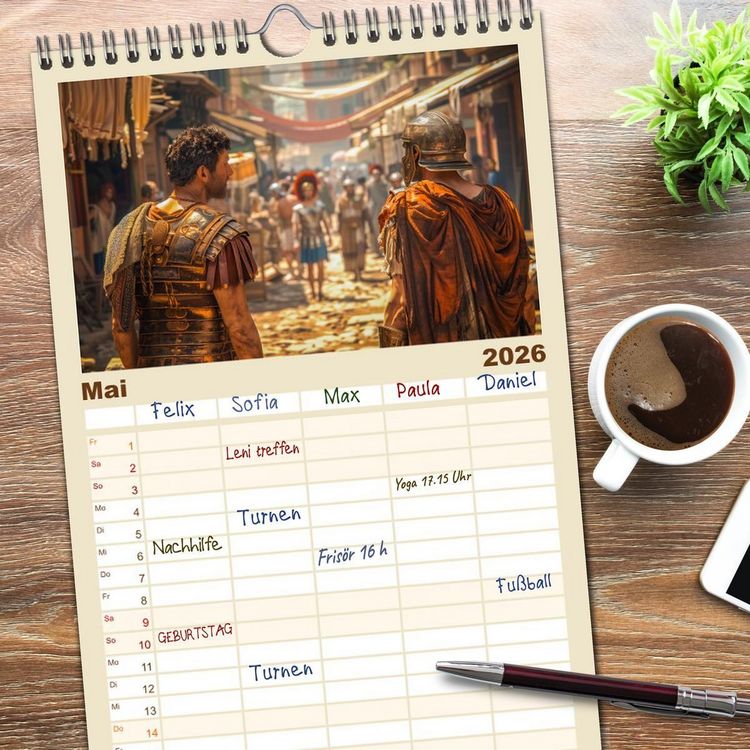 Produktbild: Familienplaner 2026 - Im Schatten des Kolosseums mit 5 Spalten (Wandkalender, 21 x 45 cm) CALVENDO