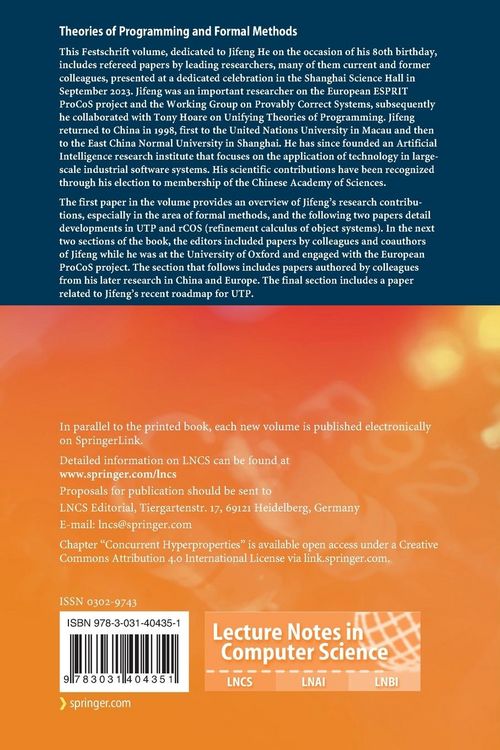 Produktbild: Theories of Programming and Formal Methods