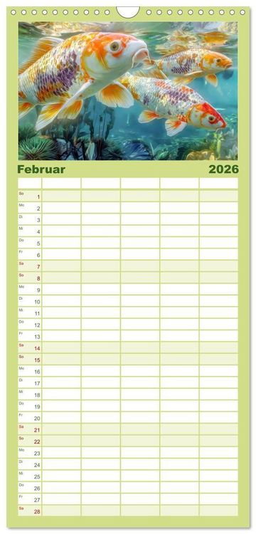 Produktbild: Familienplaner 2026 - Kois - Ein Juwel unter Fischen mit 5 Spalten (Wandkalender, 21 x 45 cm) CALVENDO