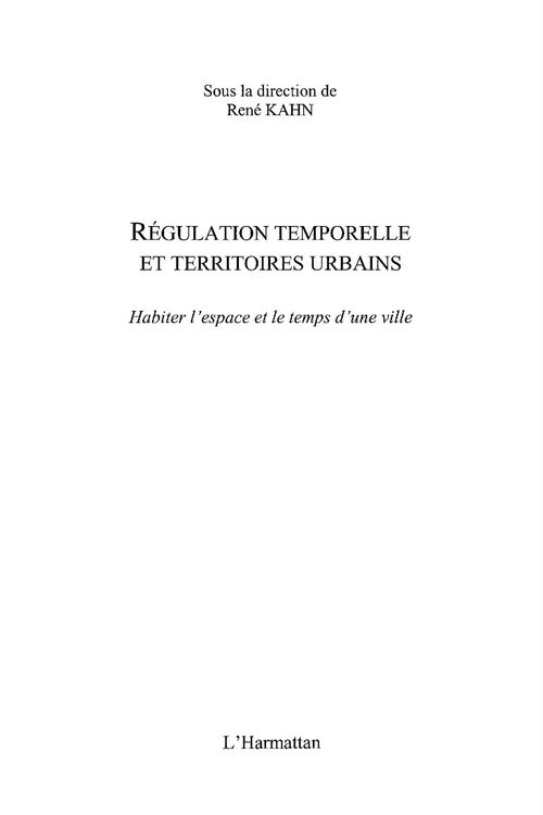 Produktbild: Regulation temporelle et territoires urbains