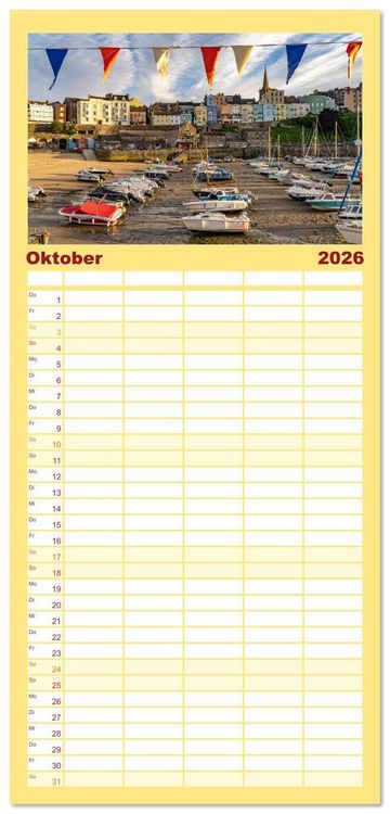 Produktbild: Familienplaner 2026 - Gro&szlig;britannien - Wales mit 5 Spalten (Wandkalender, 21 x 45 cm) CALVENDO