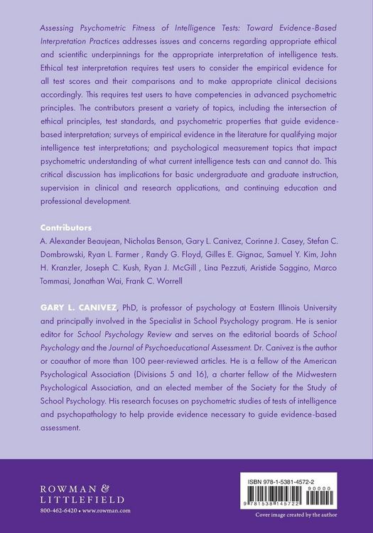 Produktbild: Assessing Psychometric Fitness of Intelligence Tests