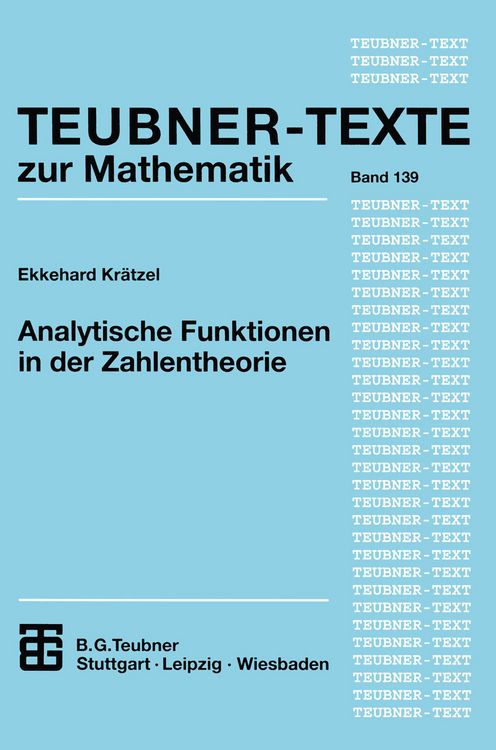 Produktbild: Analytische Funktionen in der Zahlentheorie