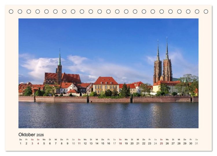 Produktbild: Breslau - Schlesiens Herz an der Oder (Tischkalender 2026 DIN A5 quer), CALVENDO Monatskalender