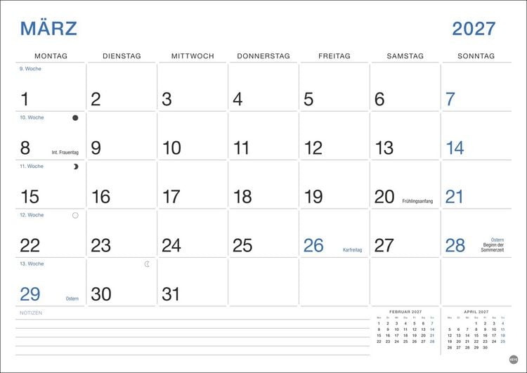 Produktbild: B&uuml;ro Monatsplaner 2027