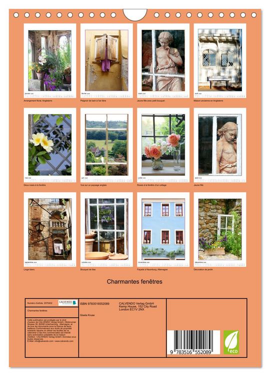 Produktbild: Charmantes fen&ecirc;tres (Calendrier mural 2026 DIN A4 horizontal), CALVENDO calendrier mensuel