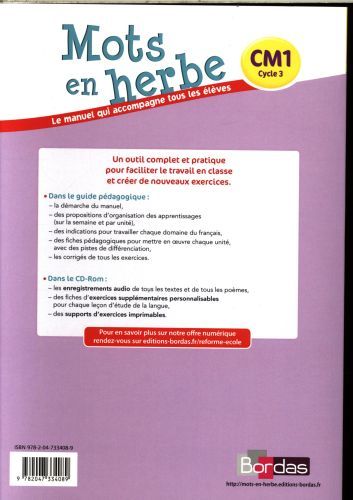 Produktbild: Mots en herbe, CM1, cycle 3: guide p&eacute;dagogique avec CD-Rom